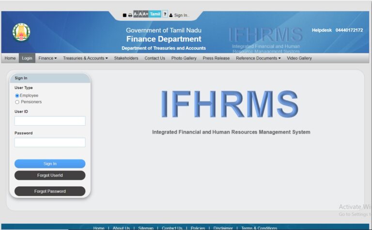 IFHRMS login, Portal Login Process for IFHRMS